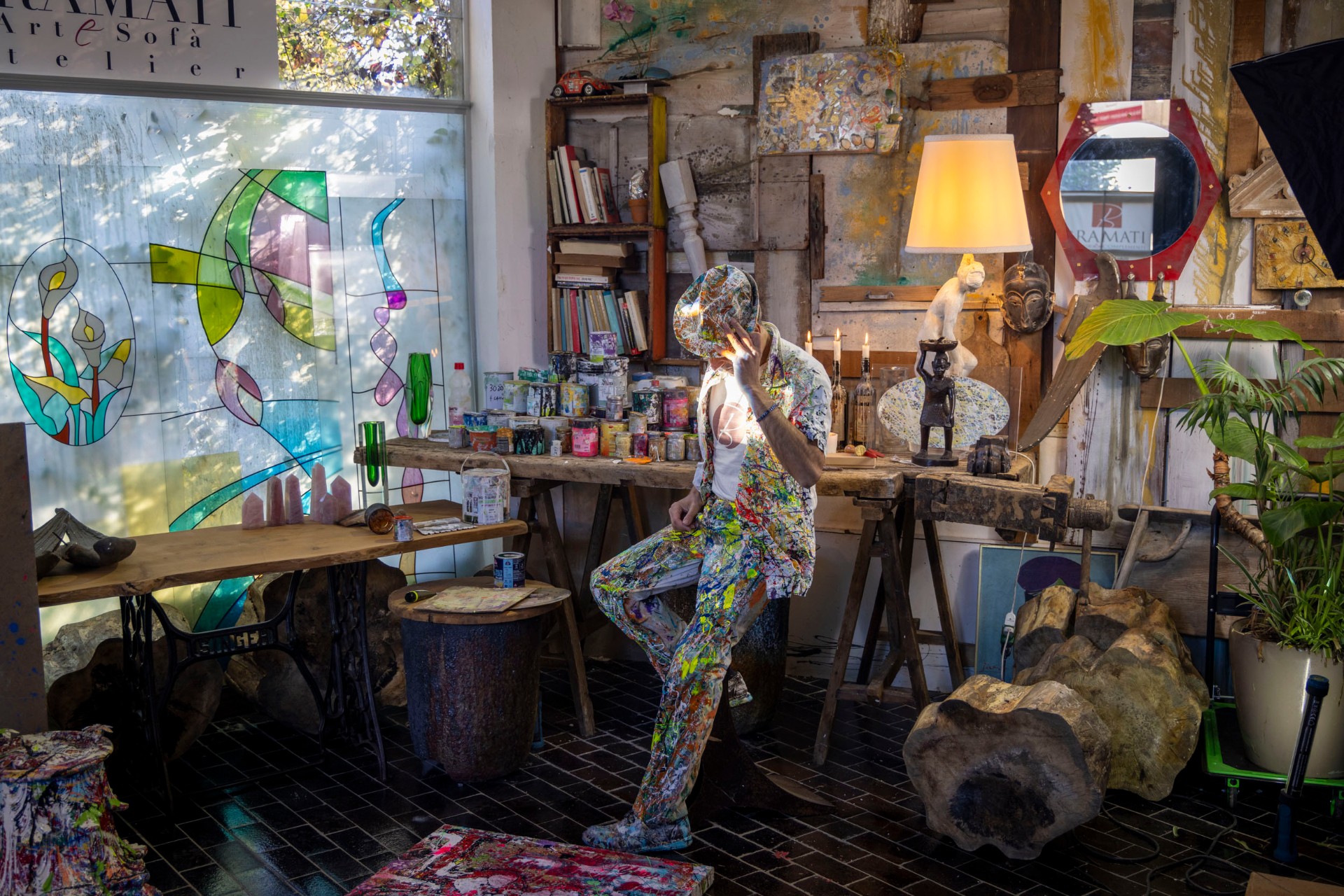 Lorenzo Bramati in his studio — Italian artist and designer represented by LOTUS Ibiza.
